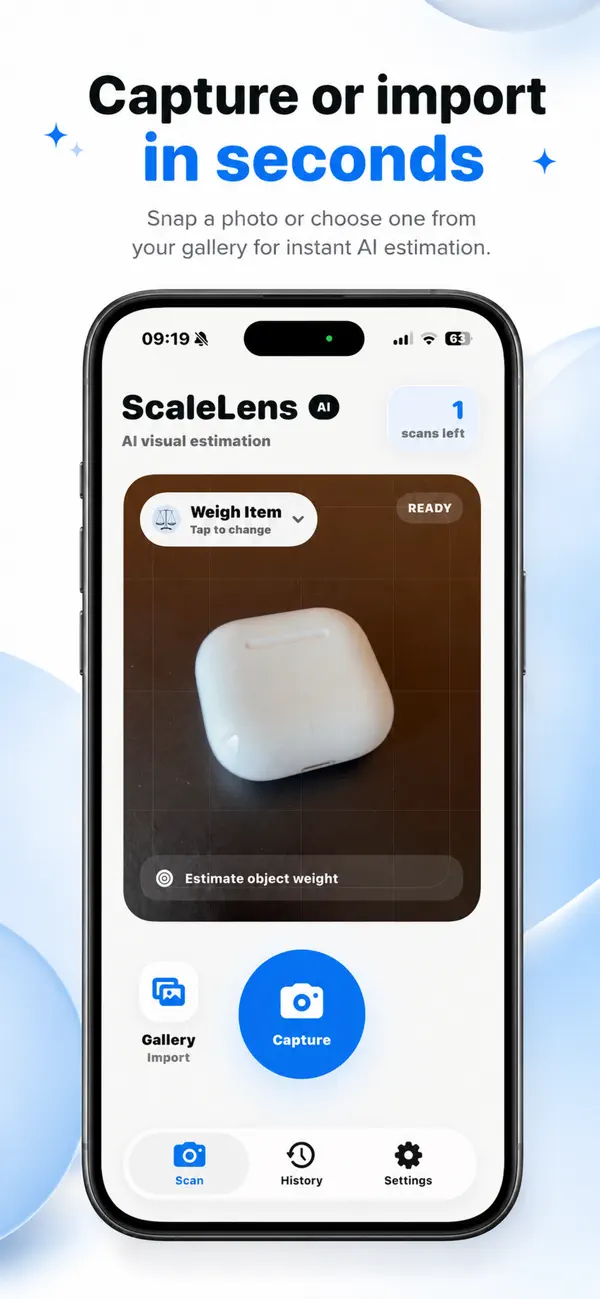 Capturing a photo on iPhone with Scale AI to get an instant AI volume estimate without a measuring cup